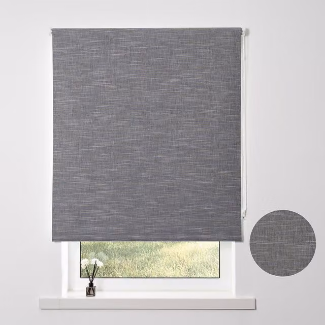 Divante Grey Blackout Textured Textile Blind, Width: 180 cm