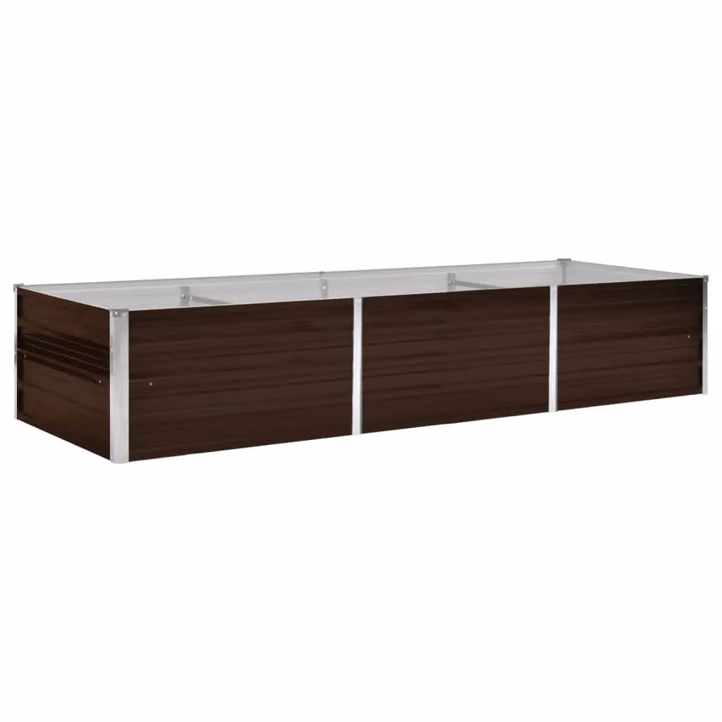 Berkfield Home Garden Brown Galvanised Steel Raised Bed W: 240 cm, D: 80 cm, H: 45 cm – 2
