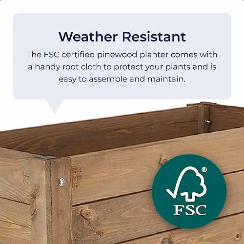 idooka Brown Wooden Rectangular Raised Plant Box with Garden Storage Shelf for Vegetables, Herbs and Flowers, W/D/H: 80 x 38 x 38 cm – 4