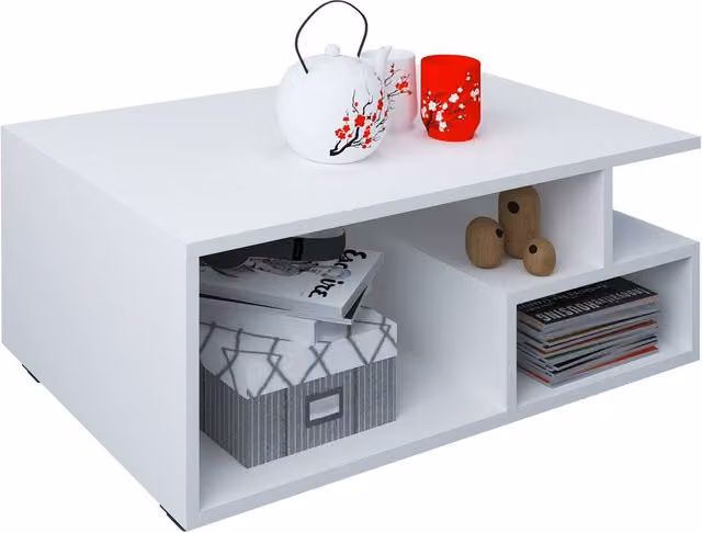 VCM Sulas Wood Sofatic Coffee Table in White, W/D/H: 80 x 50 x 40 cm – 1