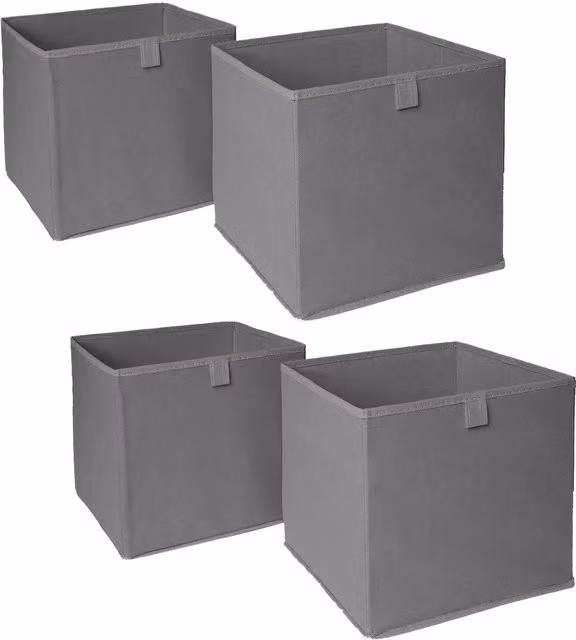 OHS Foldable Fabric and Cardboard Cube Storage Boxes in Grey