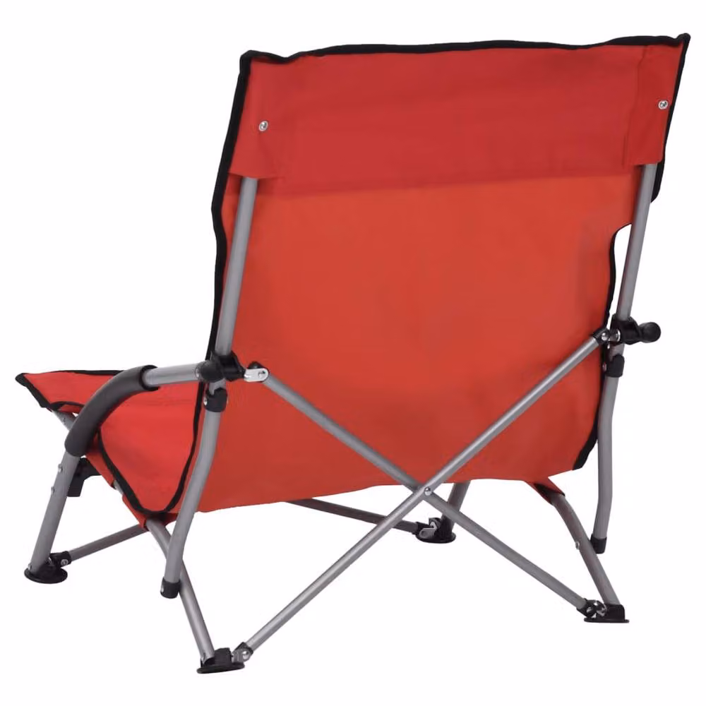Berkfield Home Set of 2 Red Fabric Folding Beach Chairs with Armrests – 3