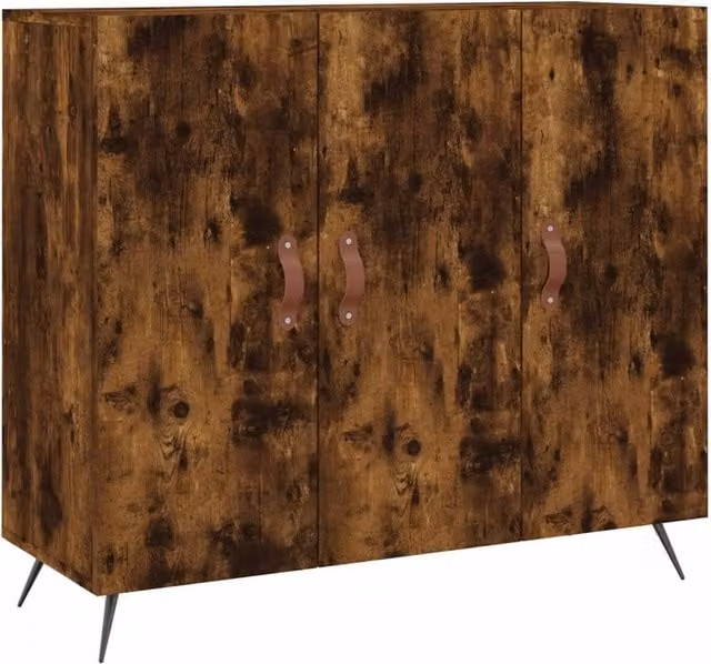 Berkfield Home Smoked Oak Sideboard in Brown, W/D/H: 90 x 34 x 80 cm – 1