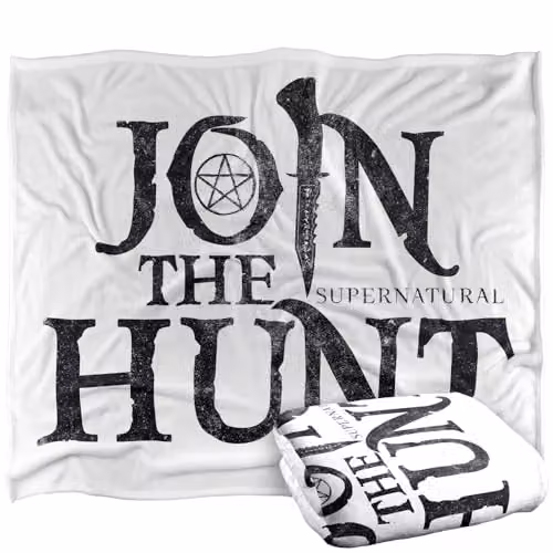 LOGOVISION Supernatural Join The Hunt Logo Super Soft Fleece Throw Blanket, Multicolour, W: 152 cm, D: 127 cm – 1