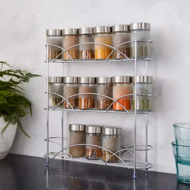 House Of Home Free Standing Metal Spice Rack in Silver or Black