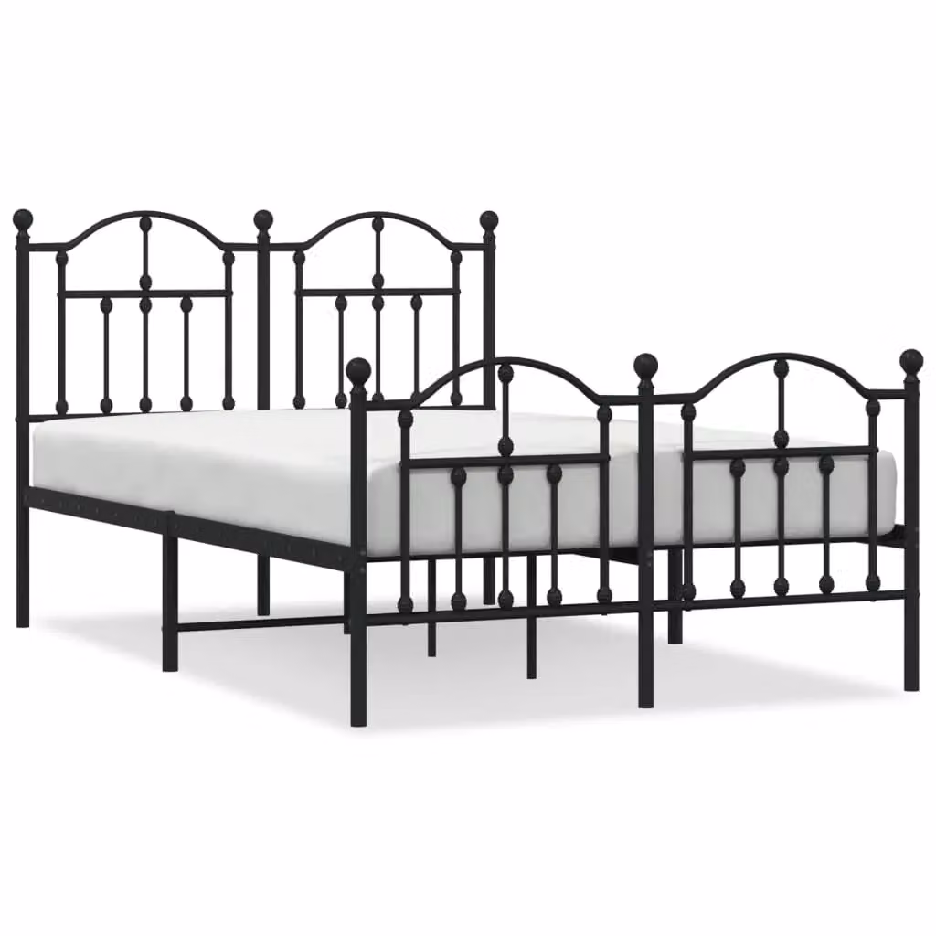 Berkfield Home Metal Bed Frame with Headboard and Footboard, Black, W/D/H: 120 x 190 cm – 2