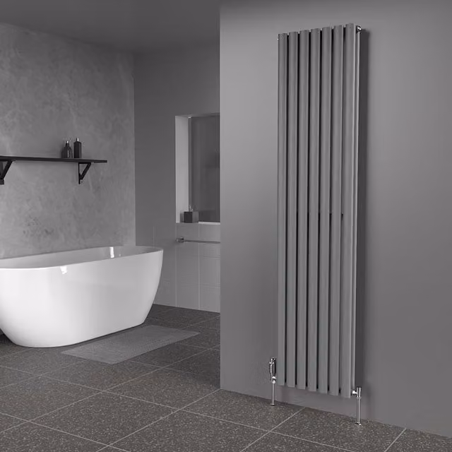 Lux Heat Oval Anthracite Grey Vertical Double Panel Designer Radiator, H: 180 cm, W: 42 cm – 1