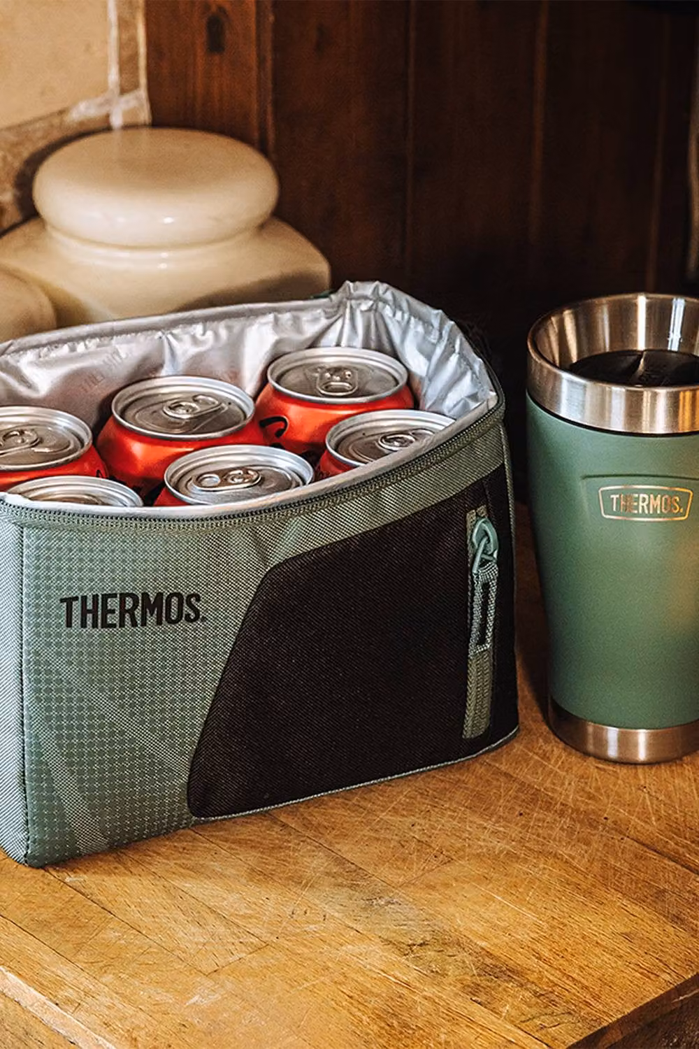 Thermos Radiance Cooler Bag and Icon Series 355ml Travel Tumbler Set in Green and Multicolour – 1