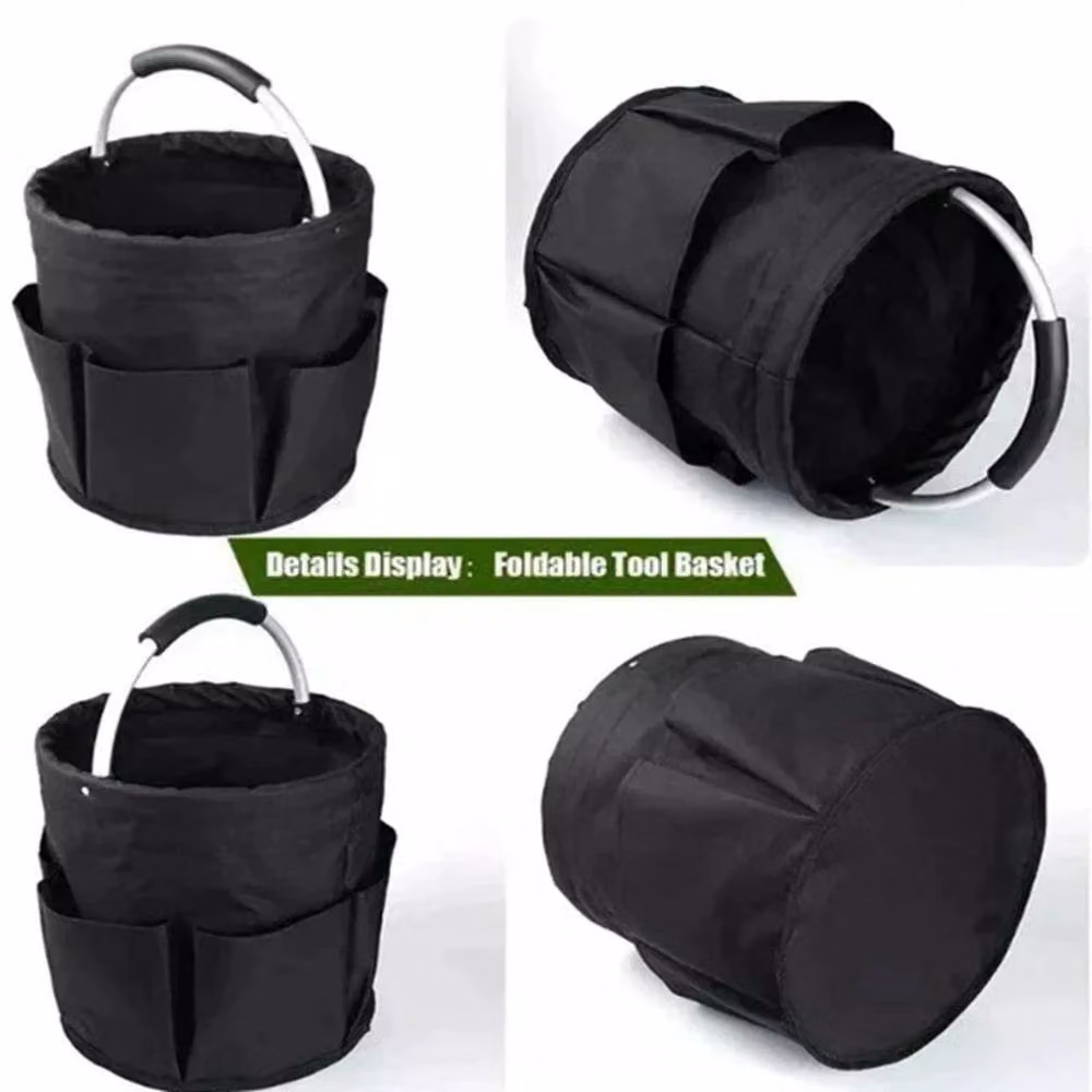 NESTLUNE Cleaning Caddy with Handles, Black Fabric Garden Tools Bag and Cleaning Basket, W: 52 cm, D: 52 cm, H: 52 cm – 5
