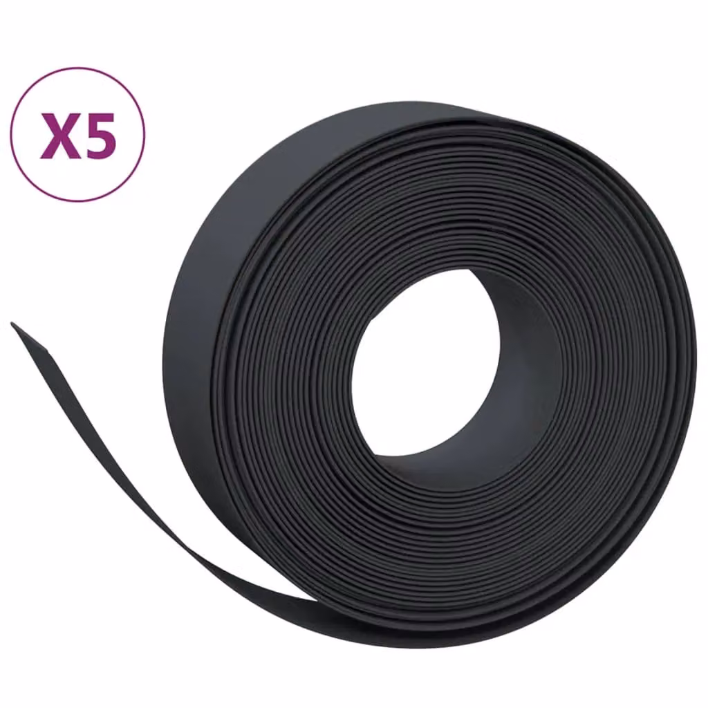 Berkfield Black Polyethylene Garden Edging, 5 Pieces, 10 m Total Length, 15 cm Height – 2