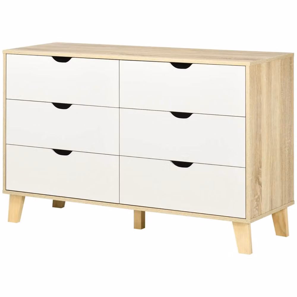Pirlo Plush 6 Drawer Bedroom Storage Chest in Brown and White, W/D/H: 120 x 40 x 76 cm – 5