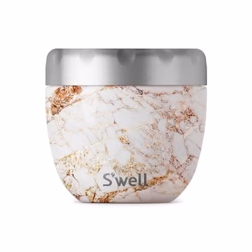S'well Calacatta Eats 2-in-1 Stainless Steel Food Bowl in Gold and White – 1