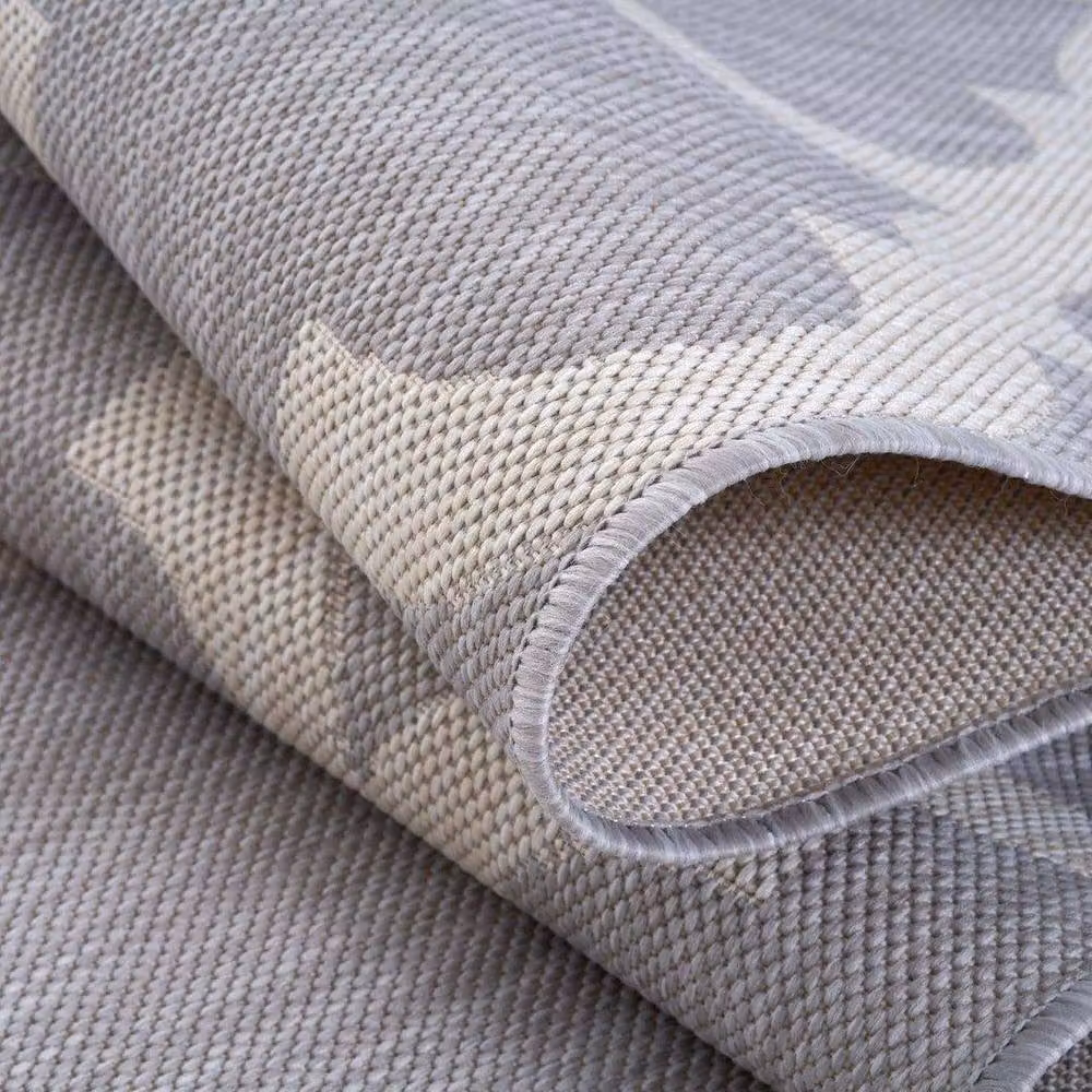 THE RUGS Grey and Ivory Geometric Trellis Outdoor Indoor Weather Resistant Rug, W/D: 140 x 200 cm – 2