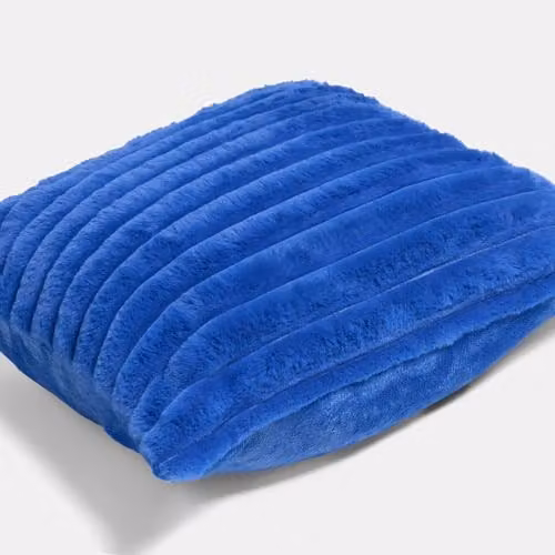 OHS Set of 2 Cobalt Blue Faux Fur Thick Ribbed Square Cushion Covers, 45 x 45 cm – 5