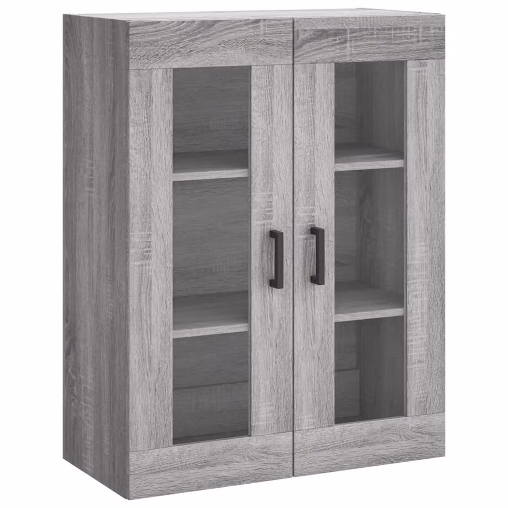 Berkfield Home Wall Mounted Cabinets with Glass Doors, Grey Sonoma Engineered Wood, 2 Pack – 4