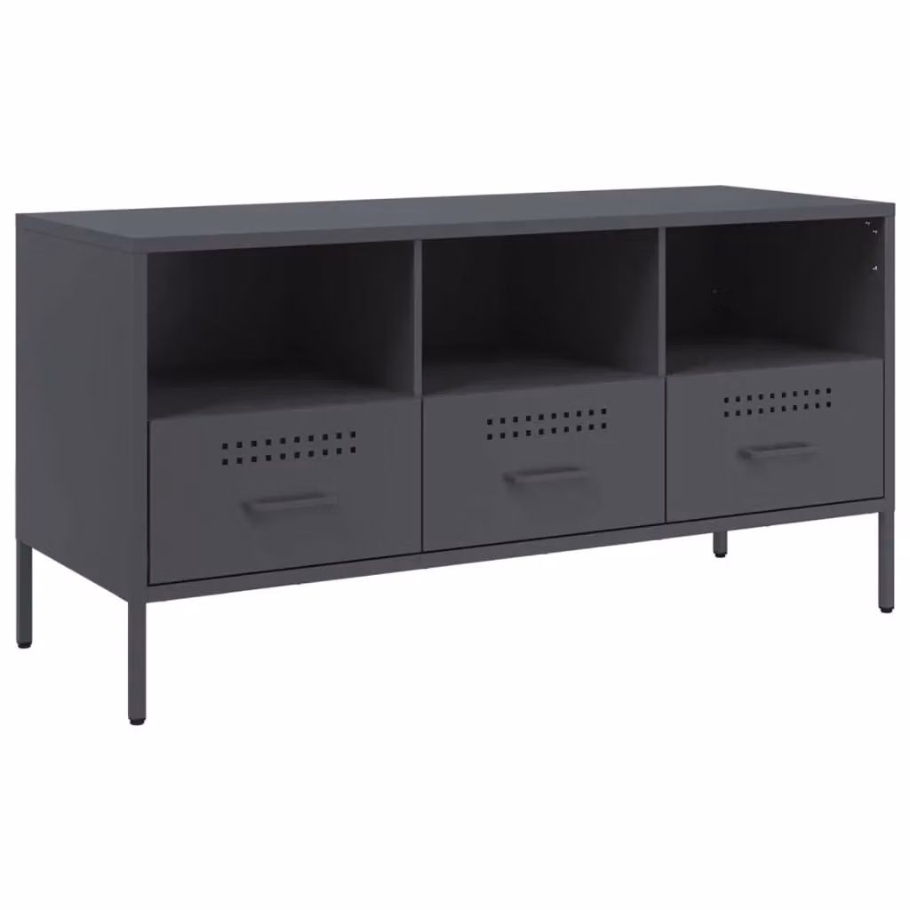 Berkfield Home Industrial TV Cabinet in Anthracite Matt Metal, W/D/H: 100.5 x 39 x 50.5 cm – 2