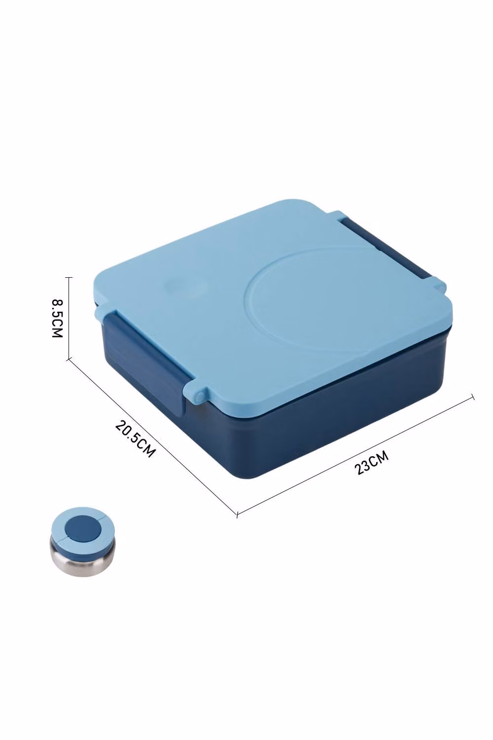 Living and Home 4-Grid Bento Lunch Box with Stainless Steel Bowl and Movable Dividers in Blue – 5
