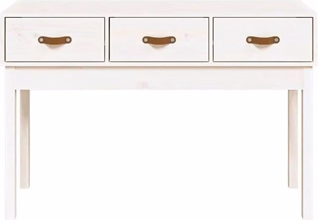 Berkfield Home Beautiful Console Table in White Solid Pine, W/D/H: 114 x 40 x 75 cm