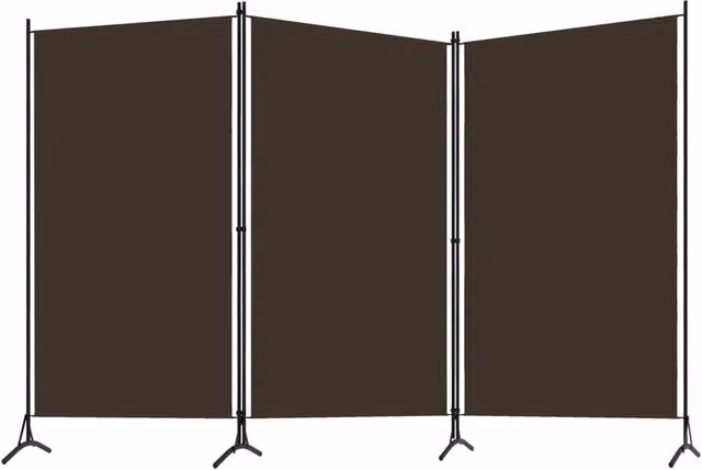 Berkfield Home 3-Panel Modern Room Divider in Brown, W: 260 cm, H: 180 cm