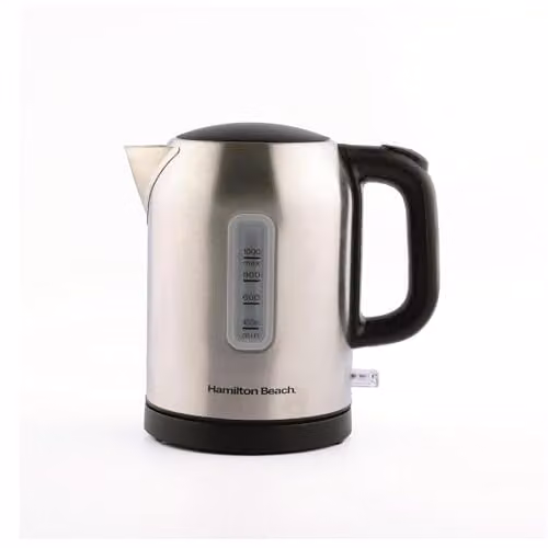 Hamilton Beach Stainless Steel Electric Kettle with Auto Shut Off, 1L, Silver and Black – 1