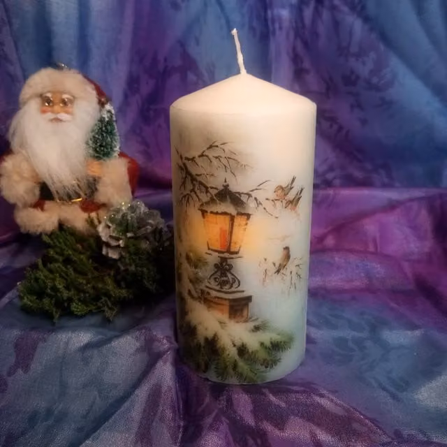 Viki White Christmas Pillar Wax Candle Lantern for Tabletop