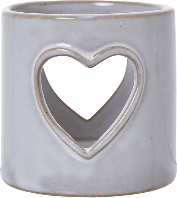 KDMK Minimalist White Ceramic Heart Cut-Out Tealight Holder