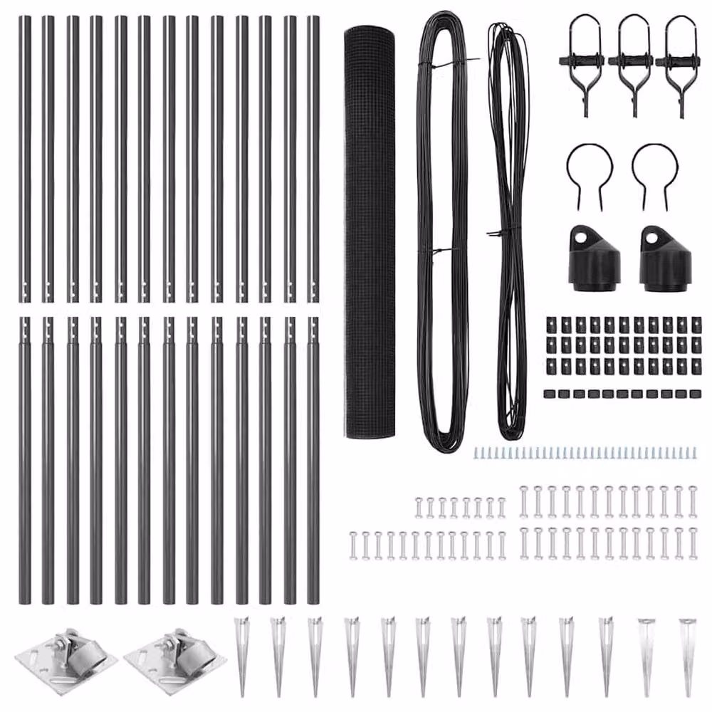 Berkfield Home Modern Welded Wire Fence with 13 Spike Posts, Grey Steel, W: 25 m, H: 1.4 m – 4