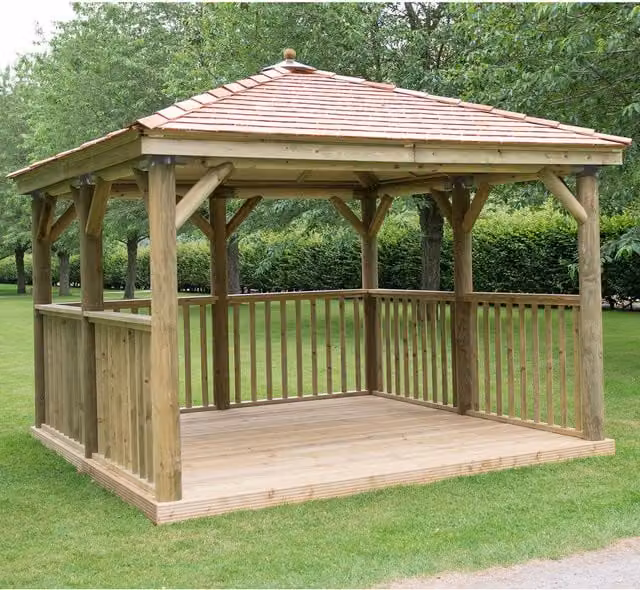 Forest's Classic Square Hip Roof Garden Gazebo in Brown with Base