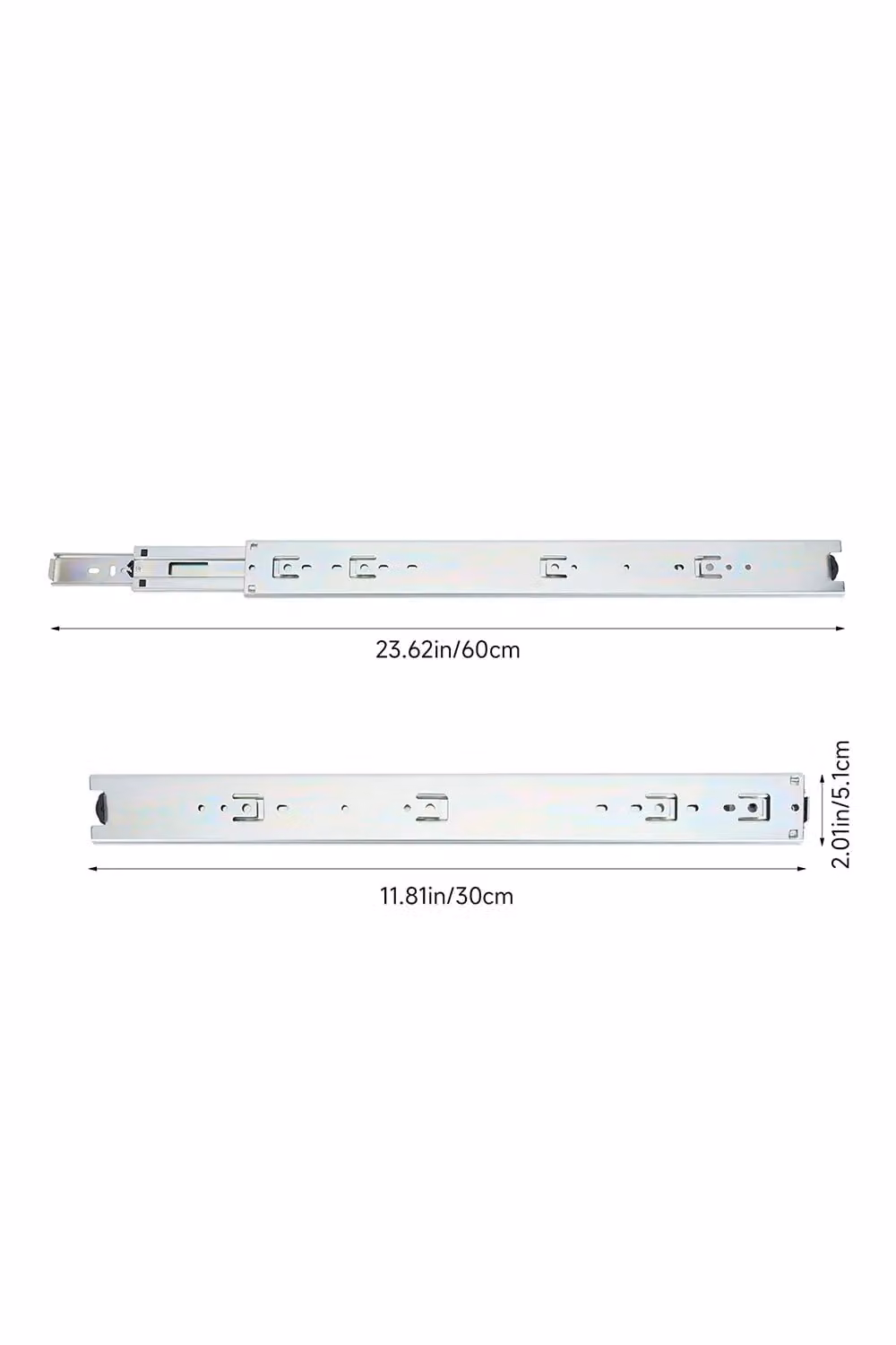 Living and Home Pair of Heavy Duty Steel Ball Bearing Drawer Rails in Silver, Length: 30 cm