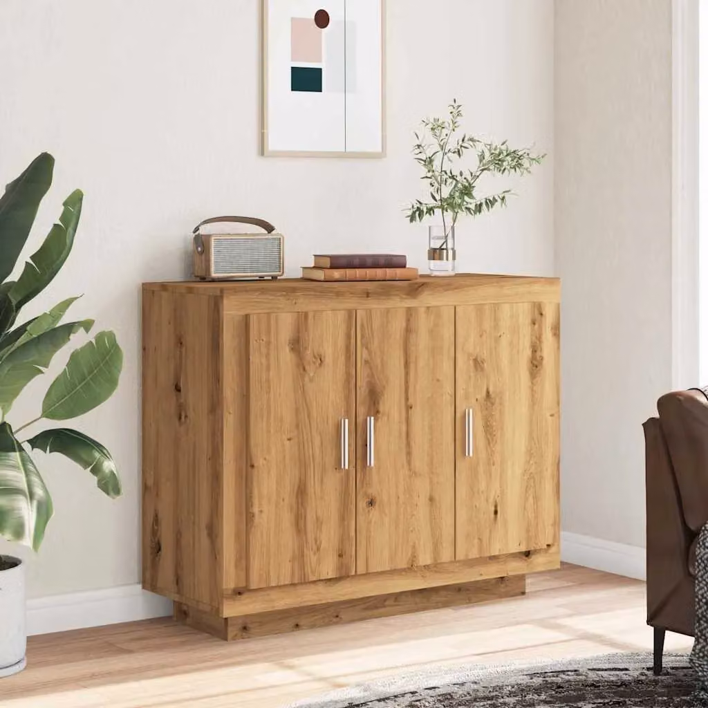 Berkfield Home Artisan Oak Sideboard in Brown, W/D/H: 92 x 35 x 75 cm – 2