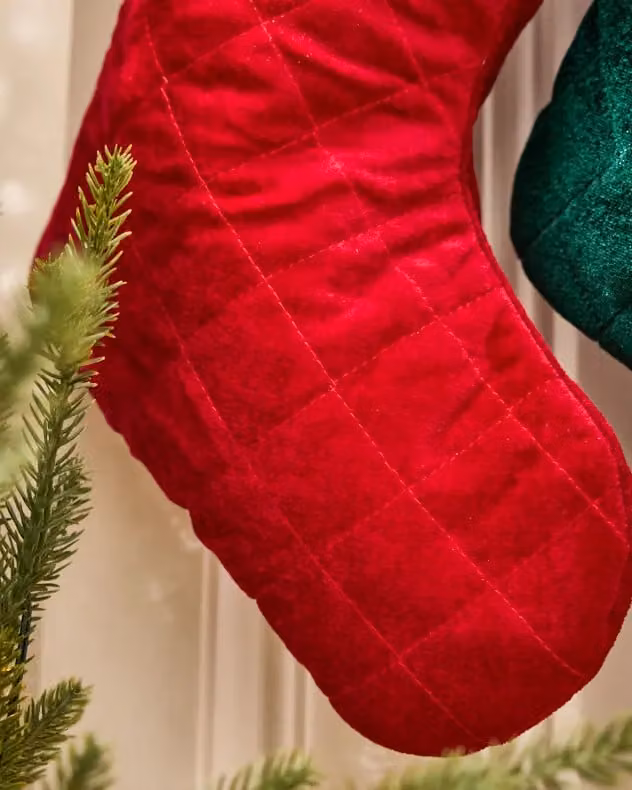 Dibor Set of 4 Harrington Quilted Red Velvet Christmas Stockings – 3