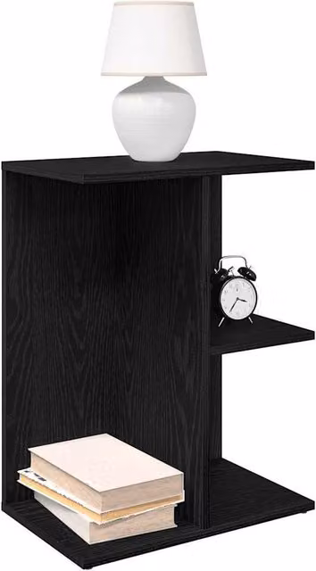 Berkfield Home Set of 2 Black Oak Bedside Tables, W/D/H: 46.5 x 29 x 61 cm