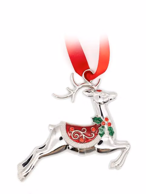 Silver Editions Prancing Reindeer Metal Hanging Christmas Figure in Silver