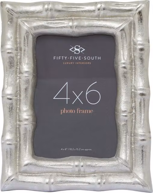 Orsina Hiba Silver Bamboo Effect Single Rectangular Metal Tabletop Photo Frame, 10 x 15 cm – 1