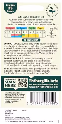 Mr Fothergill's Oh Sow Simple Sunflower Mix Yellow Flower Seeds – 2