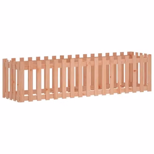 vidaXL Brown Douglas Fir Solid Wood Garden Raised Bed with Fence Design W: 200 cm, D: 50 cm, H: 50 cm – 1