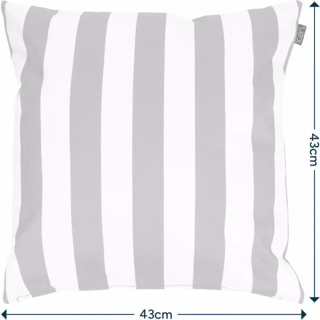 ICON 4 Pack Double Sided Striped Square Cushions, Orange and White, W/D/H: 43 x 43 x 43 cm