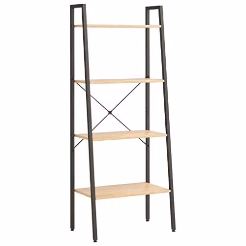 vidaXL 4-Tier Industrial Standing Shelf in Brown and Black, W/D/H: 56 x 35 x 140 cm