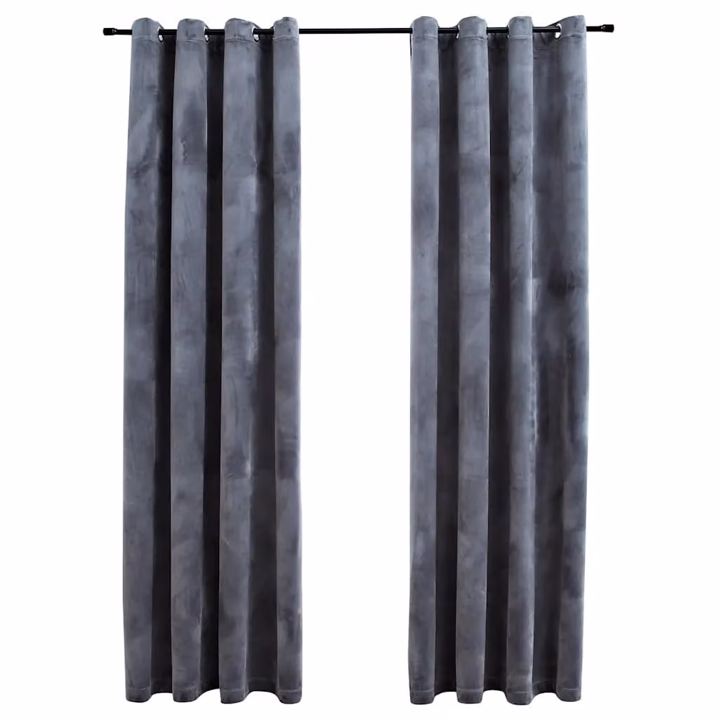 Berkfield Home Blackout Velvet Curtains with Eyelets, Anthracite, 2 Pack, W: 140 cm, H: 245 cm – 2
