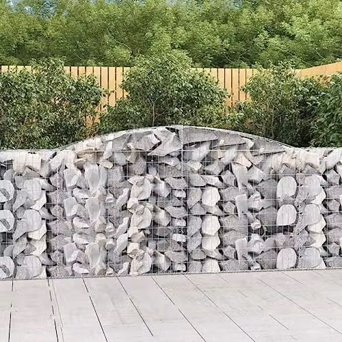 vidaXL Arched Gabion Baskets, 4 Pieces, Silver Galvanised Steel, W: 400 cm, D: 50 cm, H: 100/120 cm – 1