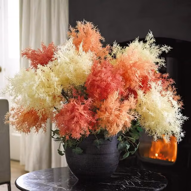 Bloom Artificial Single Fuchsia Flowering Smoke Bush Stem, Pink, Length: 68 cm