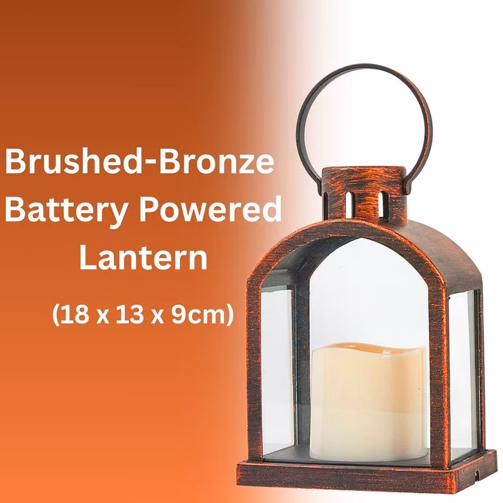 Marco Paul Vintage Bronze Hanging Table Lantern with LED Pillar Candle – 3