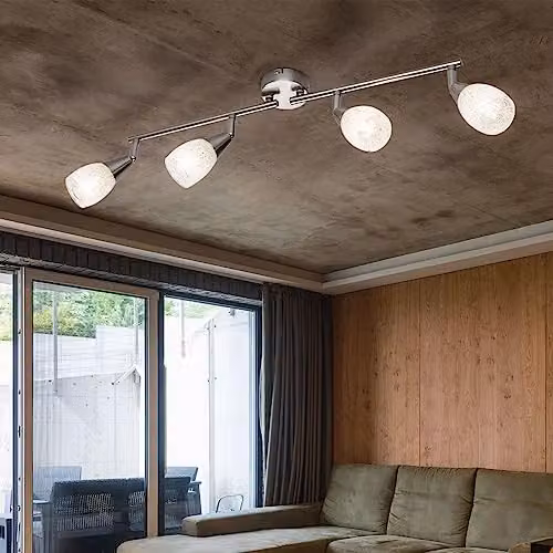 Globo Lighting Franziska Ceiling Spotlight Bar in Matt Nickel with Clear Glass and Crystals, 4x E14 – 3
