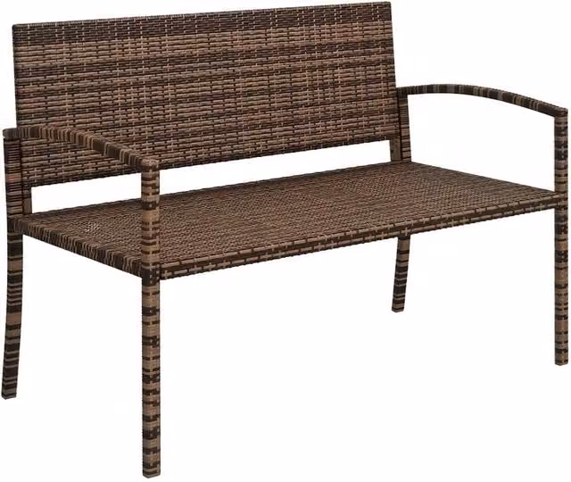 SPETLEK Brown 2 Seater Rattan Garden Bench W/D: 100 x 100 cm