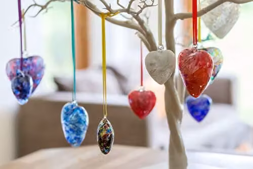 Sienna Glass Red Handcrafted Mouth-Blown Glass Hanging Heart Ornament, 8 cm – 2