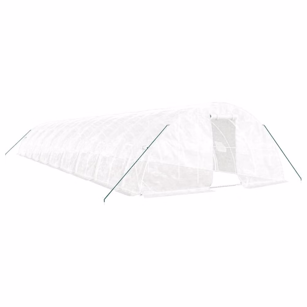 Berkfield Home Freestanding Steel Frame Greenhouse in White, W/D/H: 18 x 5 x 2.3 m – 2