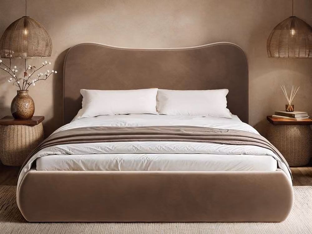 Solace+Co Ember Ottoman Bed in Brown Chocolate Velvet, Double, W/D/H: 140 x 200 x 105.5 cm – 2