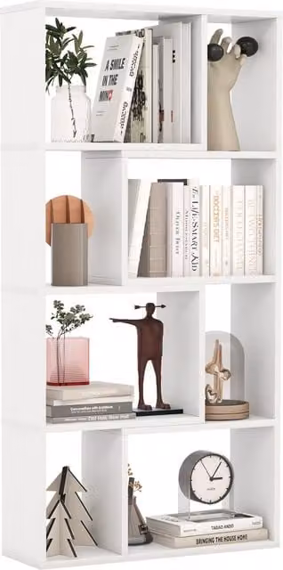 COSTWAY 8-Cube Freestanding Storage Organiser in White MDF with Back Panel