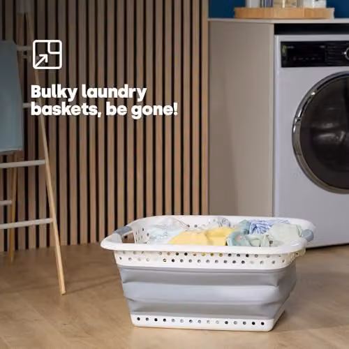 LIVIVO Collapsible 58L Laundry Basket with Handles, Grey – 4