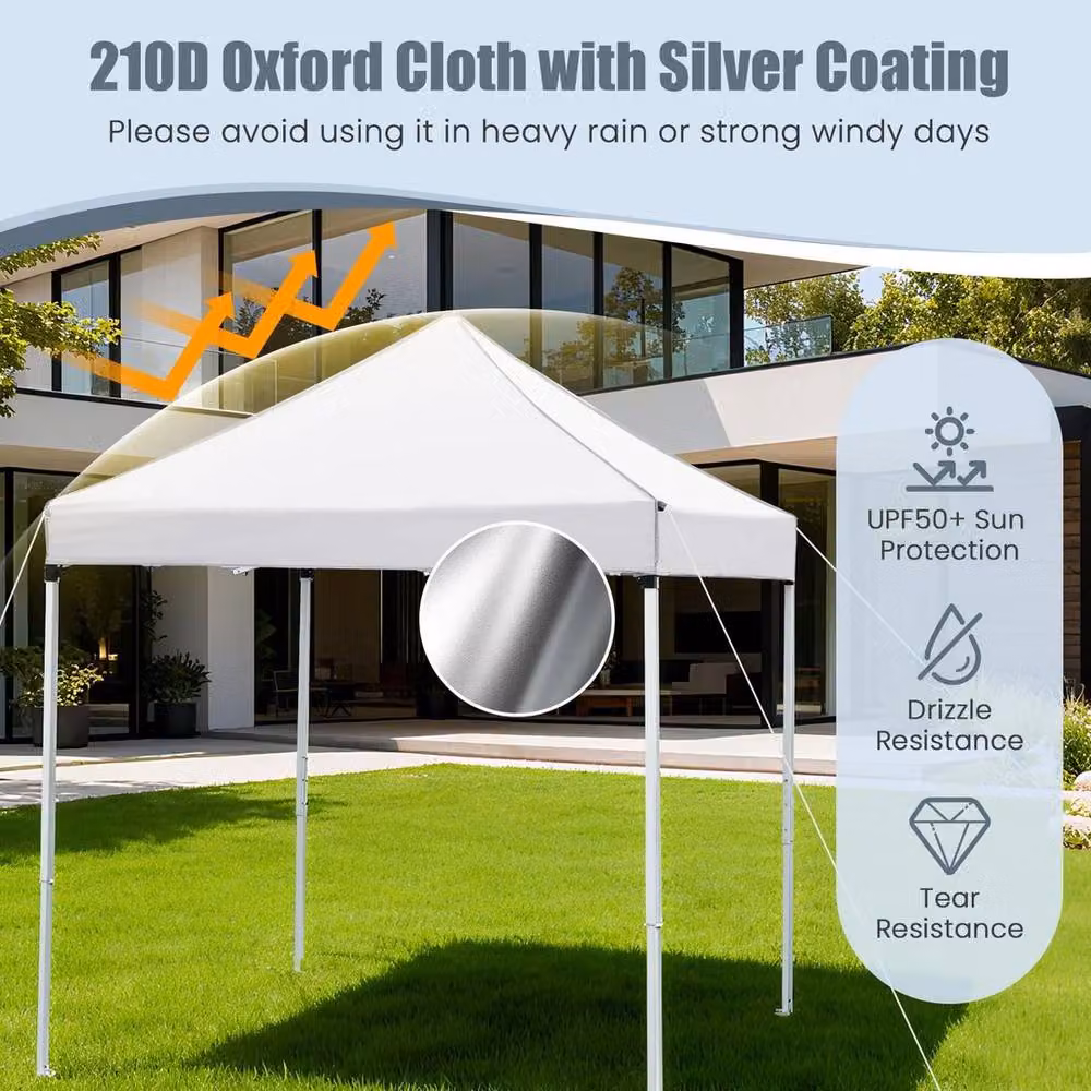 KORVIXA White Commercial Gazebo Tent with Window and Carry Bag, W/D/H: 194 x 194 x 236 cm – 2